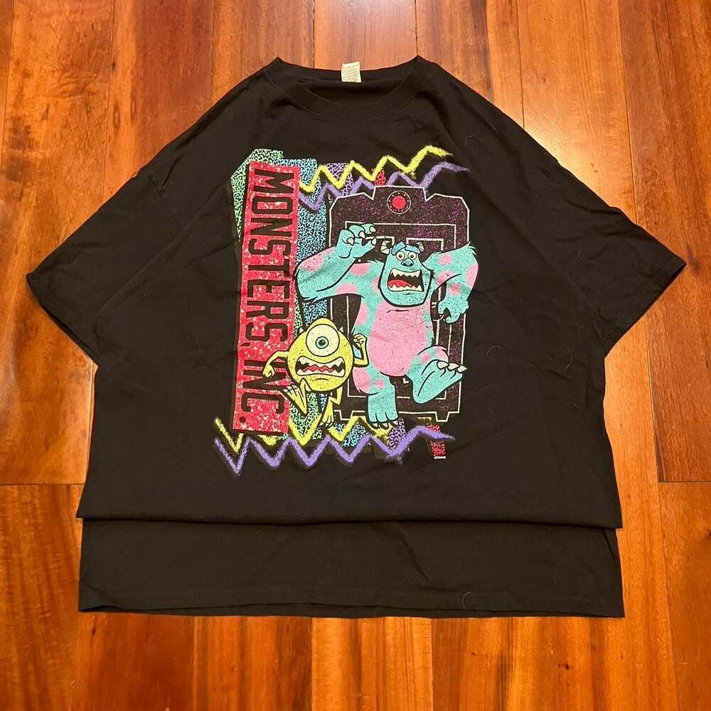 Disney Pixar Monsters Inc. Sulley and Mike Wazowski Retro Black Graphic T-Shirt
